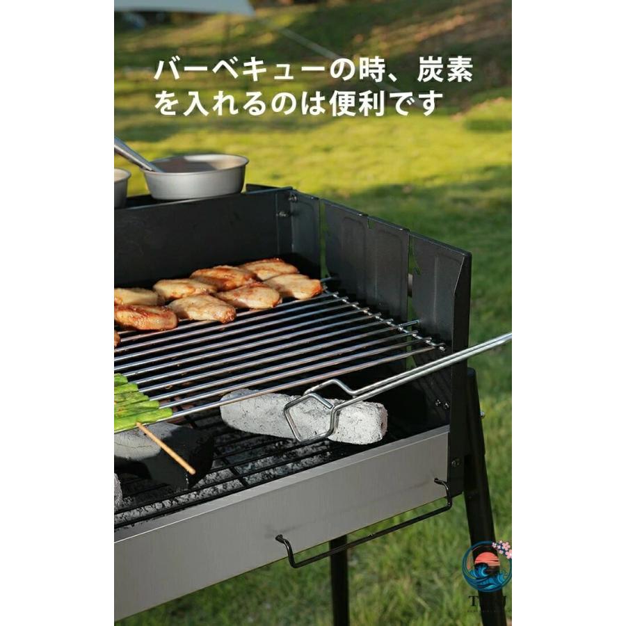 バーベキューコンロ 大型 折りたたみ バーベキューグリル バーベキュースタンド THKJ 卓上 鉄板 BBQコンロ 折り畳み ソロキャンプ 焚き火 使いやすいの画像