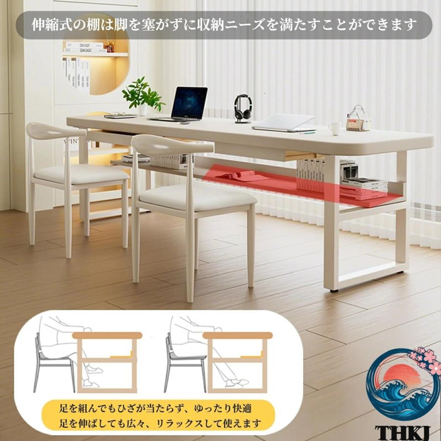 パソコンデスク ゲーミングデスク pcデスク 棚付き 耐荷重400kg 無垢材 THKJ 厚さ4.5cm PC作業台 学習机 コンパクト 省スペース 在宅勤務 使いやすいの画像