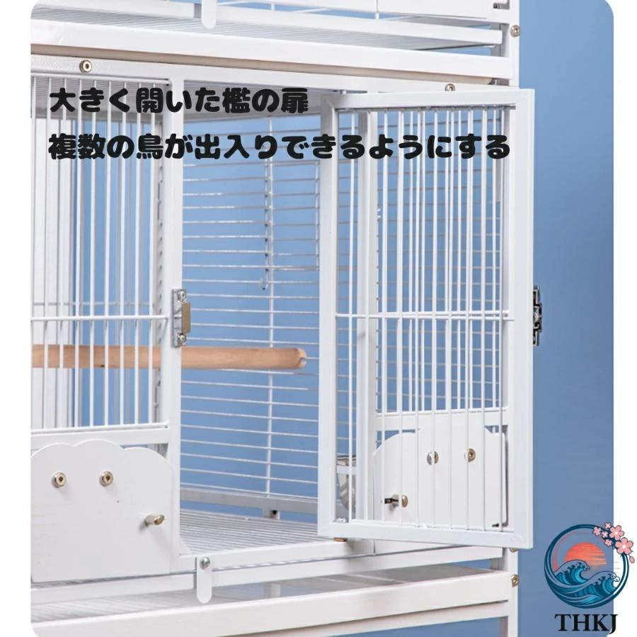 鳥かご 大型 シャーシとキャスターを含む キャビネットレイヤードグループケージ THKJ あらゆる種類の小型および中型のオウムに適しています 使いやすい_2