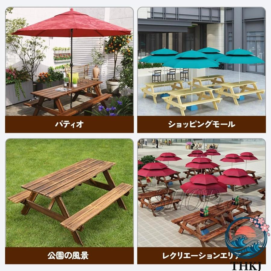 大型ガーデンテーブルセット 木製ピクニックテーブル ベンチセット