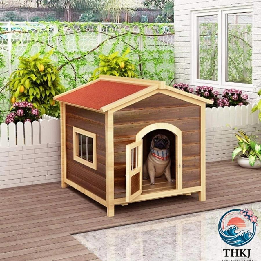 犬小屋 屋外用 犬舎 室外 THKJ 屋外用犬小屋 防雨犬ケージ 屋外暖かい中型および大型犬用 窓付き防水ペットシェルター 簡単な掃除 使いやすい おすすめ_1