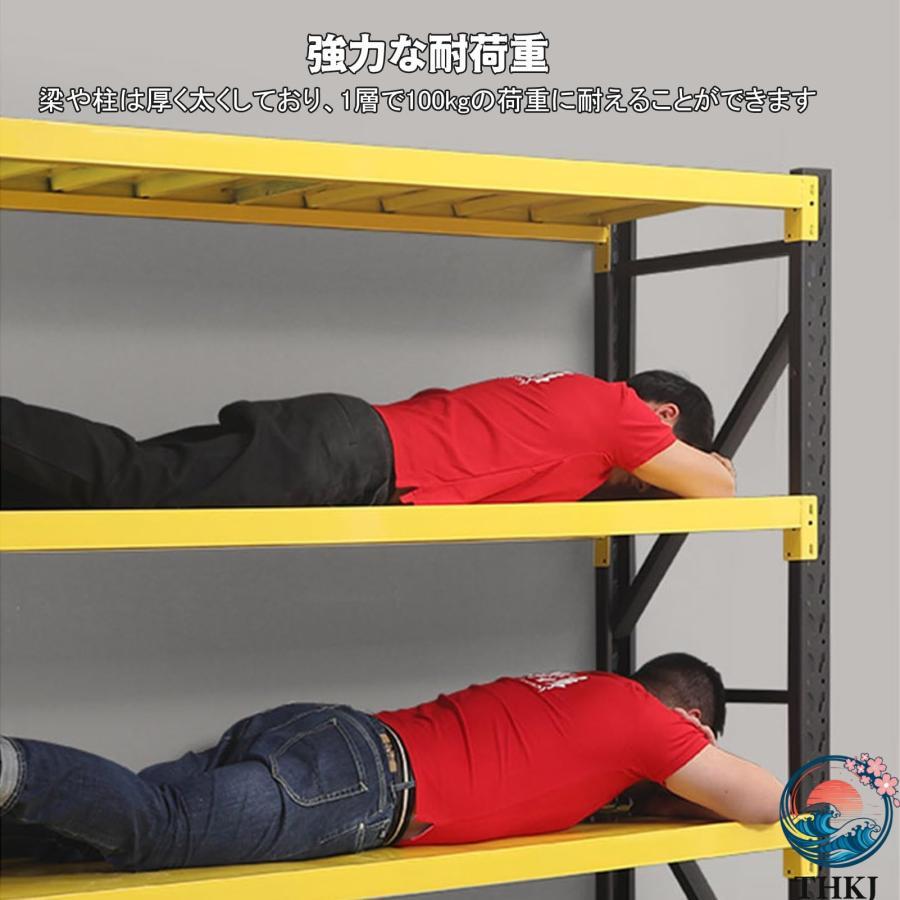 スチールラック 4段 冷間圧延鋼 倉庫収納ラック キャスター付き THKJ 単層耐荷重100kg 業務用メタルラック 棚 高さ調整可能 倉庫用 おしゃれ 空間になじむ_2