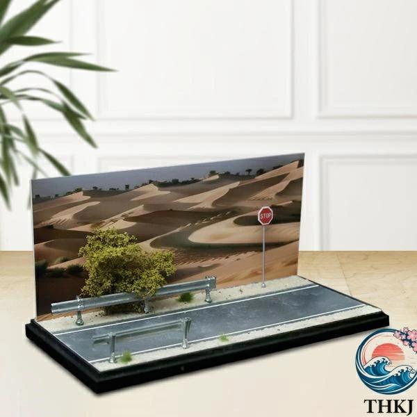 1 64 モデルカーシーン 駐車場の風景 THKJ ジオラマ DIY シミュレーション砂漠の背景ボード ミニカーシーン用カーガレージジオラマ 使いやすい おすすめの画像