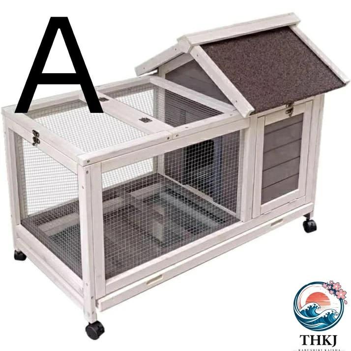 鶏ケージ ウサギケージ アスファルト屋根付き 鶏小屋 THKJ 直射日光や雨にも強い トイレトレー付き 兎小屋 上部に天窓とマルチドア設計 使いやすい おすすめの画像