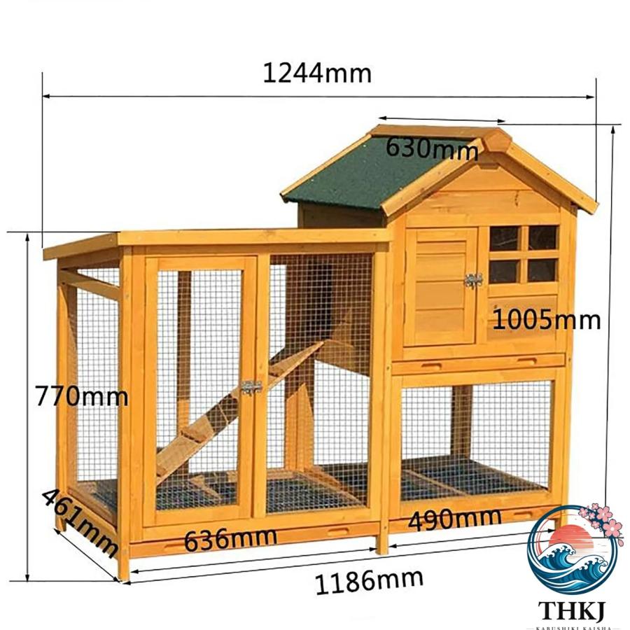 ウサギケージ うさぎケージ ウサギ小屋 屋外木製鶏小屋 耐候性 THKJ 大型 鶏かご 6羽の鶏用の大きな鶏小屋防雨 トレー付き ワイヤーメッ 使いやすい おすすめの画像