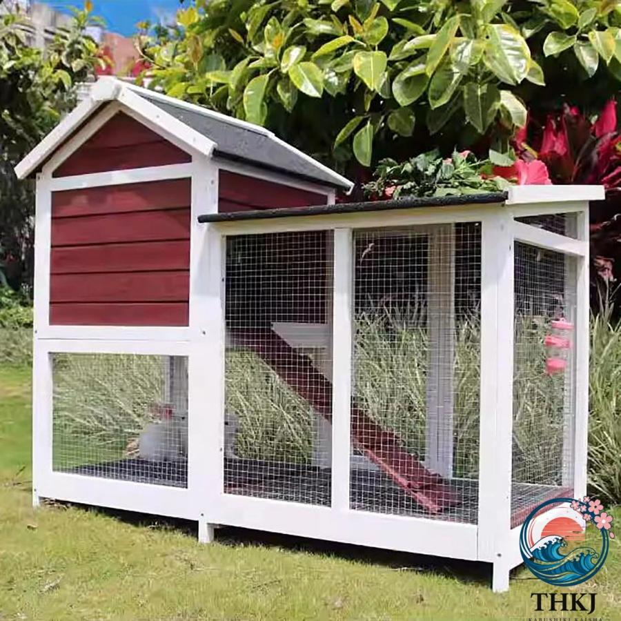 ウサギケージ うさぎケージ ウサギ小屋 屋外木製鶏小屋 耐候性 THKJ 大型 鶏かご 6羽の鶏用の大きな鶏小屋防雨 トレー付き ワイヤーメッ 使いやすい おすすめの画像