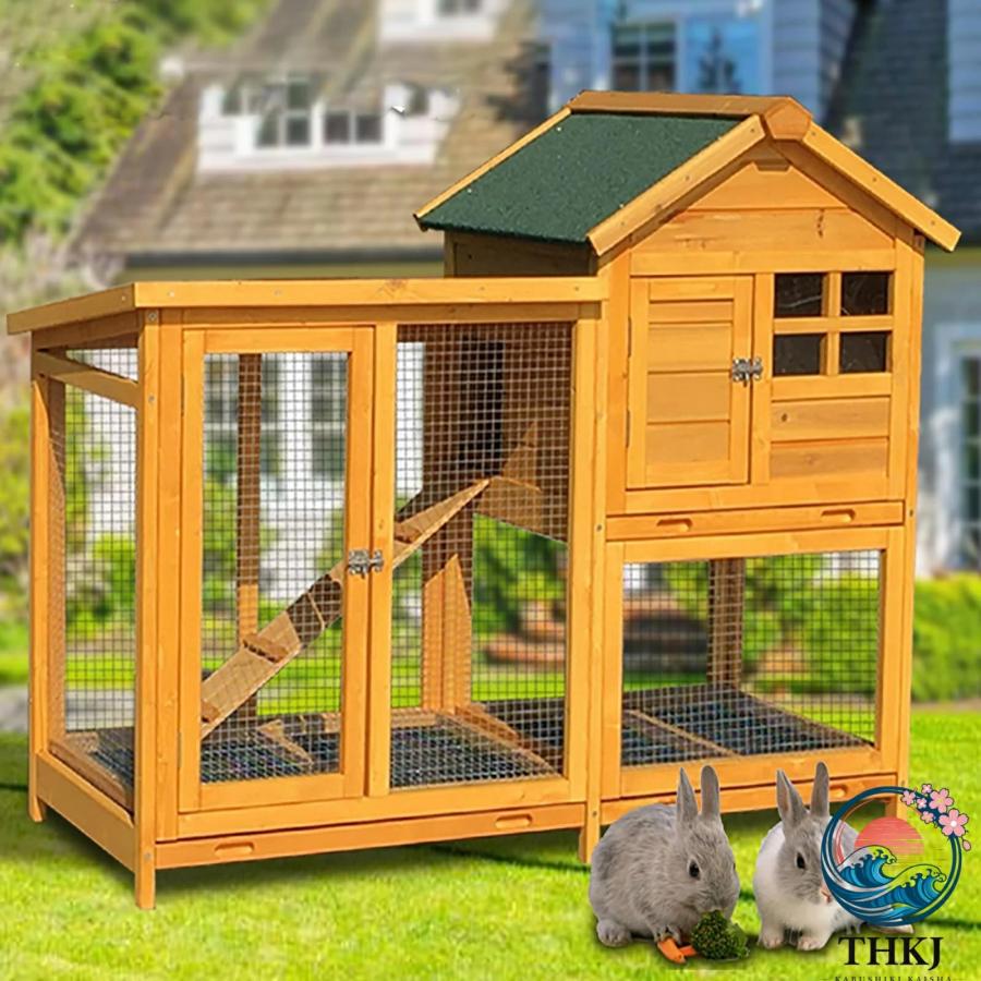 ウサギケージ うさぎケージ ウサギ小屋 屋外木製鶏小屋 耐候性 THKJ 大型 鶏かご 6羽の鶏用の大きな鶏小屋防雨 トレー付き ワイヤーメッ 使いやすい おすすめの画像