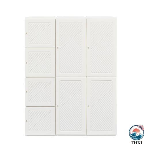 幅104高さ170cm茶色透明扉 ワードローブ クローゼット 一体折りたたみ式 収納 THKJ 扉付き 洋服ダンス 衣類 雑物 省スペース 新生活 おしゃれ 空間になじむの画像