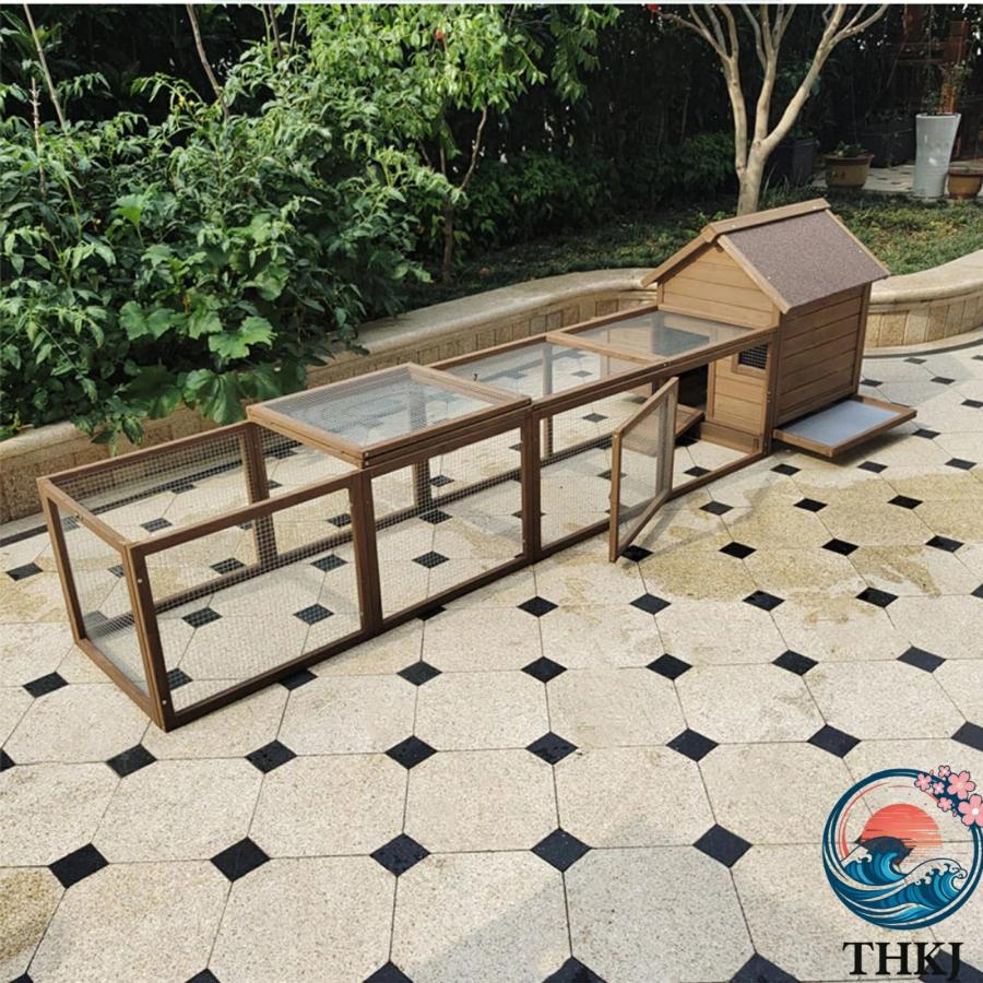 鶏小屋 屋外 大型 木製 亜鉛メッキ鋼製 鶏舎 鶏ペン 屋根付き THKJ 高耐久 庭用 農場用 耐候性 防雨 防風性 家禽ケージ ウサギハッチ 七面鳥 使いやすいの画像