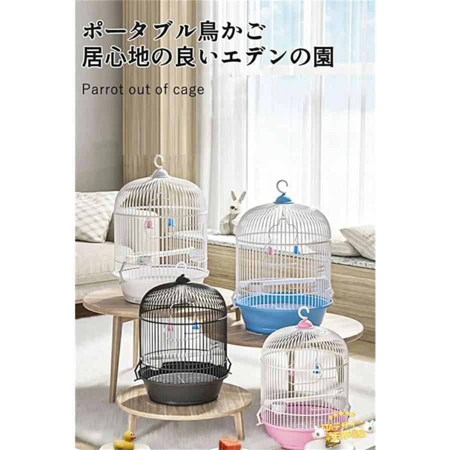 オカメインコ ケージ 丸型 鳥小屋 エサ入れ2個 バードケージ ハンドル 
