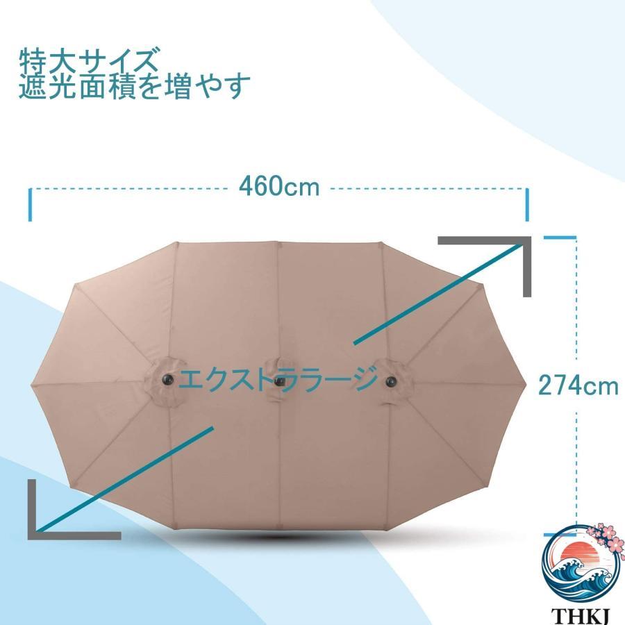 ガーデンパラソル 大型 幅460cm×奥行260cm THKJ UVカット 撥水加工 クランク開閉 サンドバッグベース付き 使いやすい おすすめ 人気 注目アイテム 便利グッズ_1