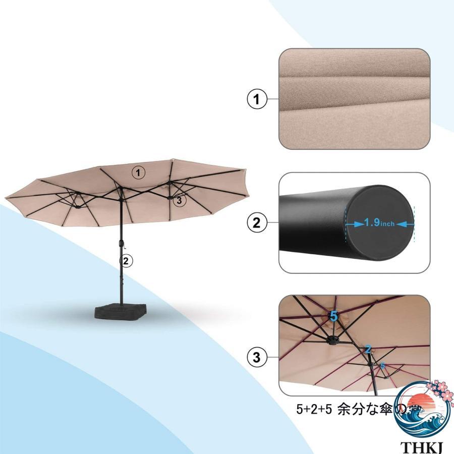 ガーデンパラソル 大型 幅460cm×奥行260cm THKJ UVカット 撥水加工 クランク開閉 サンドバッグベース付き 使いやすい おすすめ 人気 注目アイテム 便利グッズ_4