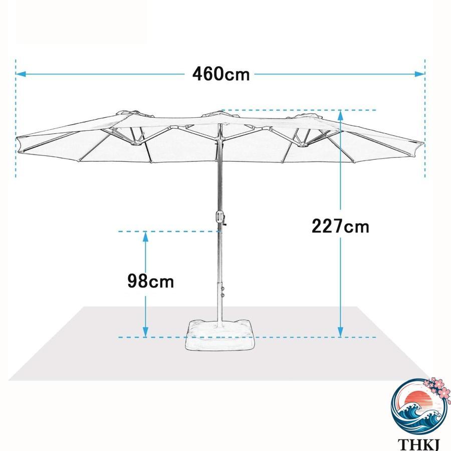 ガーデンパラソル 大型 幅460cm×奥行260cm THKJ UVカット 撥水加工 クランク開閉 サンドバッグベース付き 使いやすい おすすめ 人気 注目アイテム 便利グッズ_7