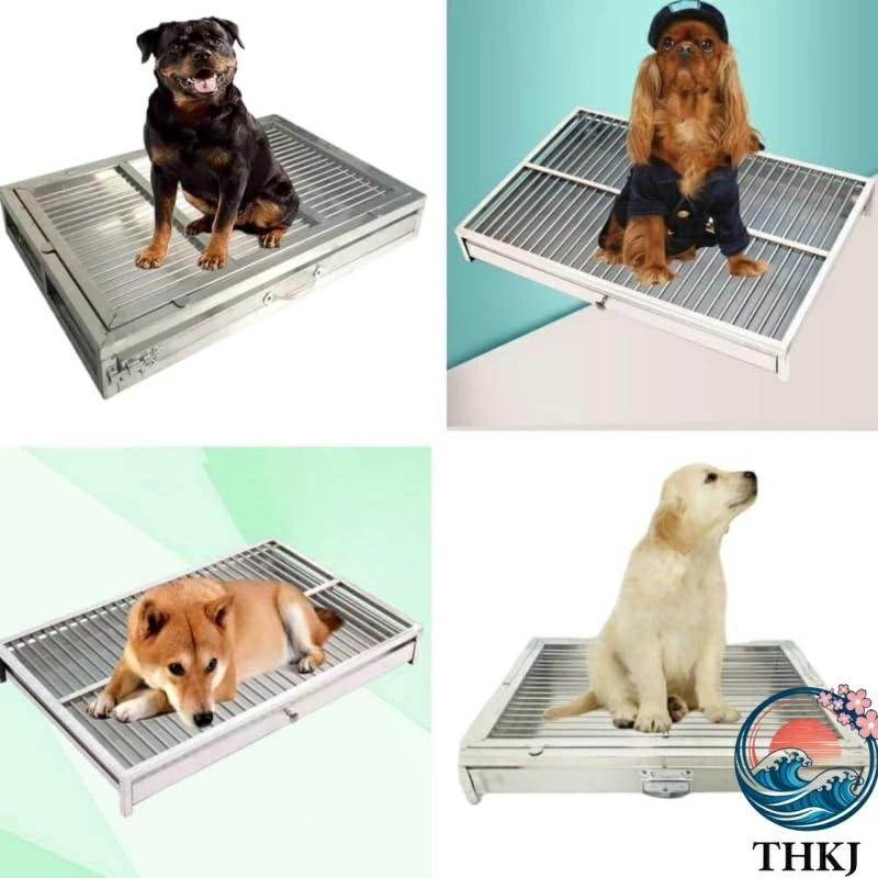 犬 トイレ ステンレス鋼の犬のトイレ ステンレススチールペットトレーニングトレイ THKJ 屋内子犬トレーニングパッド ペットトレーニング大 使いやすいの画像