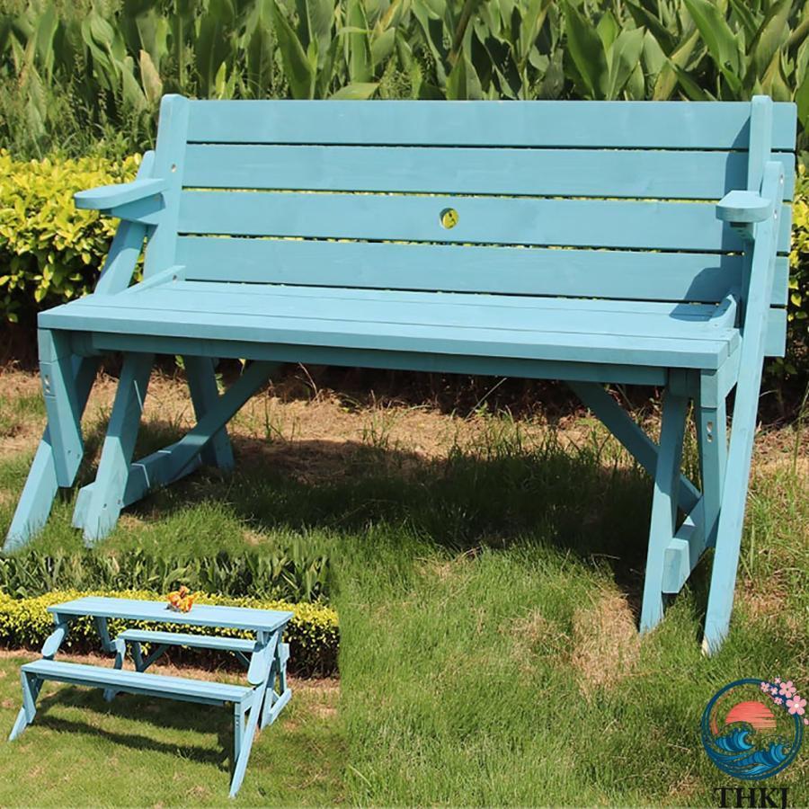 ガーデンチェア ガーデンベンチ 屋外 ベンチ ベランダ ベンチ 2 In THKJ 1 コンバーチブルピクニックベンチテーブルセット 折りたたみ式屋外 おしゃれの画像