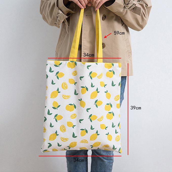 リバーシブル エコバッグ トートバッグ フルーツ柄 植柄 幾何学 無地