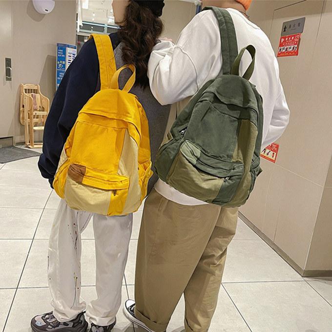 男女兼用 レディース メンズ リュック 3色配色 パッチワークリュック