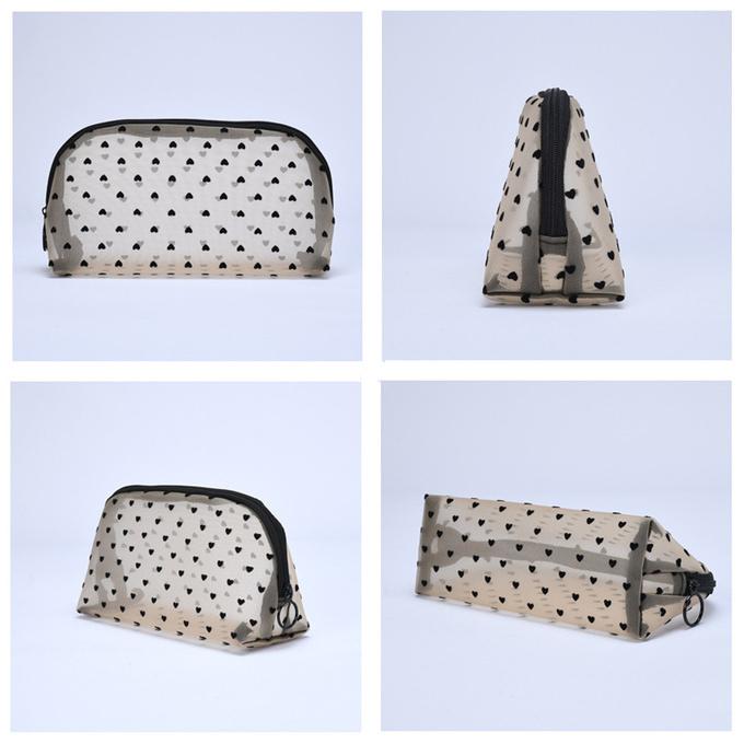 メッシュポーチ 3点セット レディース ハート柄 フラット コンパクト コスメポーチ 化粧ポーチ 小物入れ 収納 旅行 トラベルポーチ 通気性 軽量 |  | 10