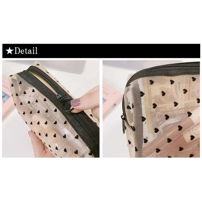 メッシュポーチ ハート かわいい トラベルポーチ ３点 Bセット ナイロン メッシュ ポーチ コスメポーチ ミニバッグ  メイクポーチ 収納ポーチメッシュポーチ 小 |  | 13