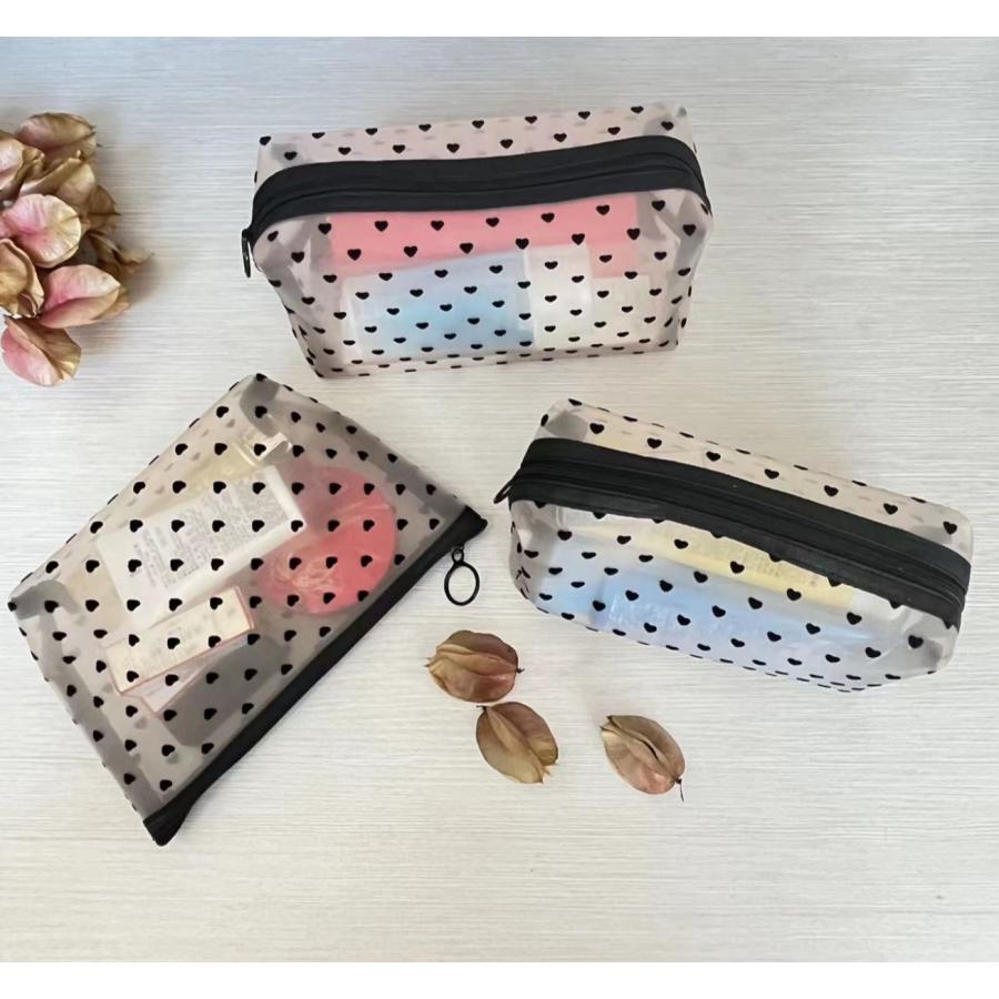 メッシュポーチ ハート かわいい トラベルポーチ ３点 Bセット ナイロン メッシュ ポーチ コスメポーチ ミニバッグ  メイクポーチ 収納ポーチメッシュポーチ 小 |  | 02