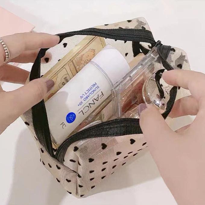 メッシュポーチ ハート かわいい トラベルポーチ ３点 Bセット ナイロン メッシュ ポーチ コスメポーチ ミニバッグ  メイクポーチ 収納ポーチメッシュポーチ 小 |  | 05