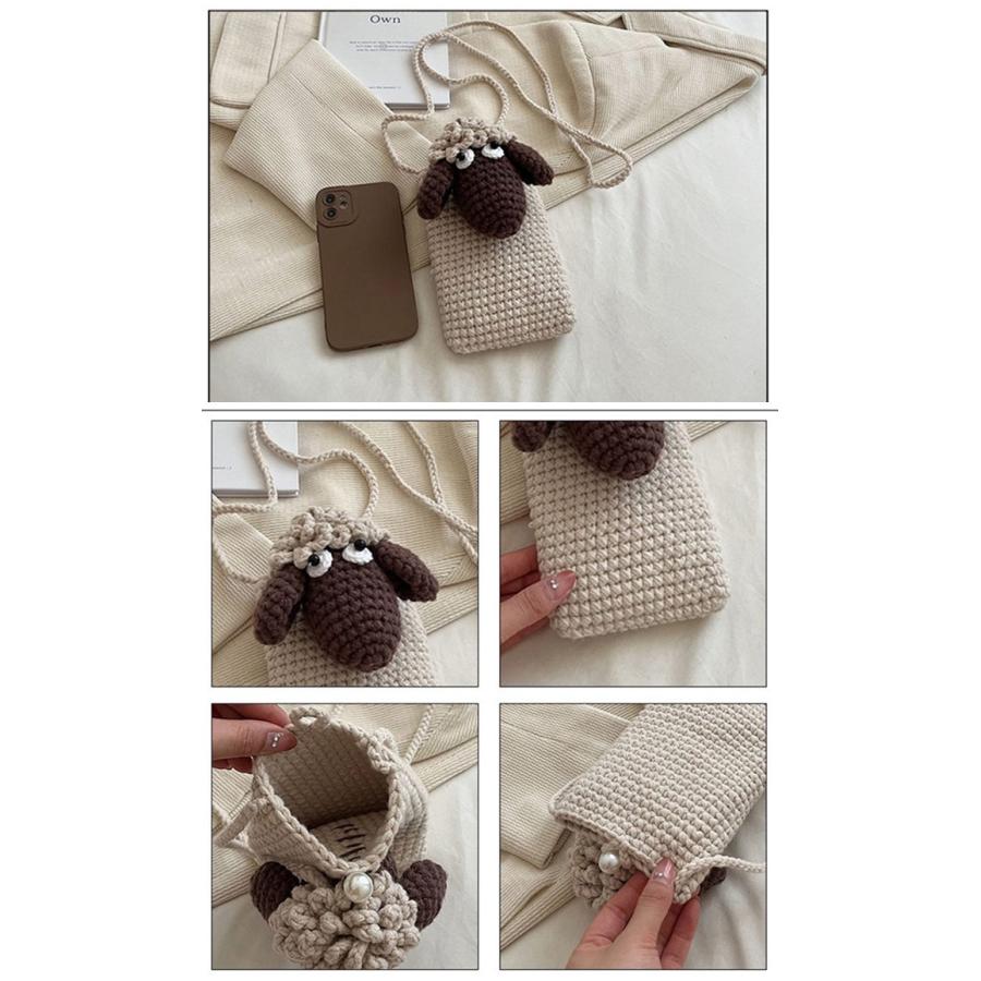 太 毛糸 ニット ポシェット ミニバッグ ニットバッグ 厚手 スマホ