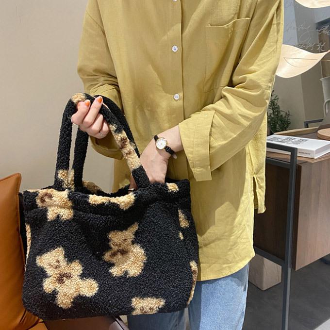 ボア トートバッグ 手提げバッグ ベア クマ ボアフリース もこもこ