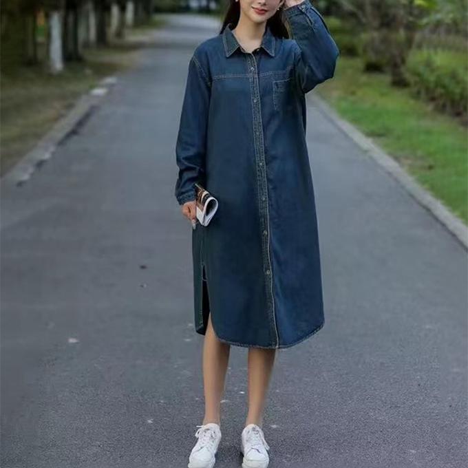 デニム ワンピース レディース 春 秋 長袖 M L シャツワンピ デニム