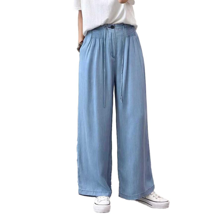 リヨセルデニム パンツ レディース ワイドパンツ タックパンツ
