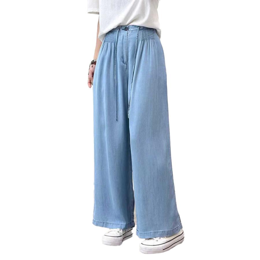 リヨセルデニム パンツ レディース ワイドパンツ タックパンツ