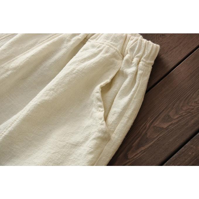 麻パンツ リネン50％ 厚手 レディース 秋 冬 春 ワイドパンツ バルーン