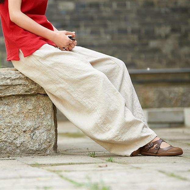 麻パンツ リネン50％ 厚手 レディース 秋 冬 春 ワイドパンツ バルーン