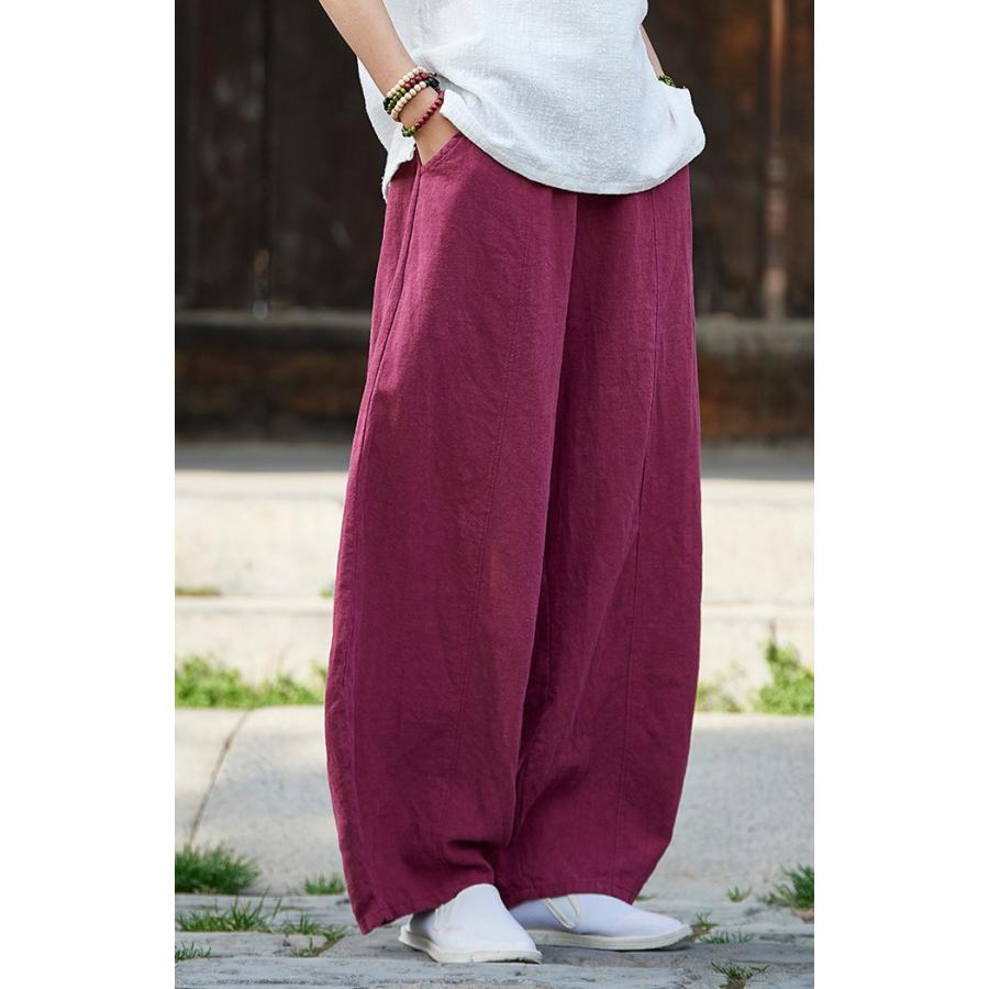 リネン コットン コクーン ワイドパンツ バルーン ゆったりシルエットレディース ボトムス パンツウエストゴム 春 夏 秋 冬 ホワイト ベージュ ワイン ボルドー K301 Sakura ファッション 通販 Yahoo ショッピング
