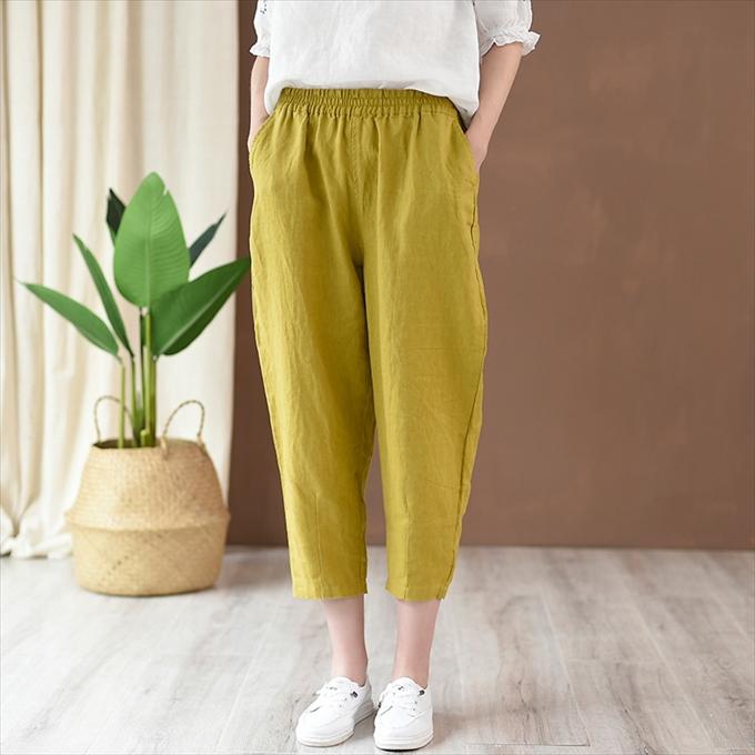麻パンツ クロップドパンツ レディース 夏 7分丈 8分丈 リネン40 麻パンツ クロップドパンツ レディース 夏 7分丈 8分丈 リネン40