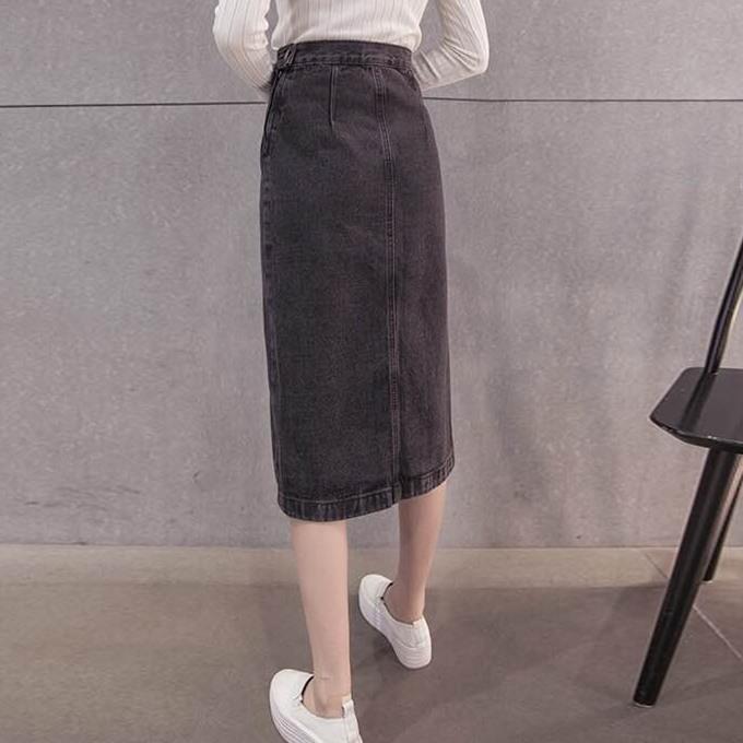 レディース デニム タイト スカート スリムシルエット 膝丈 膝下 台形