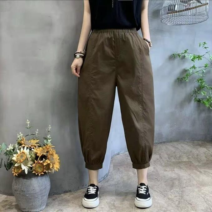 綿 夏パンツ レディース 春 夏 クロップドパンツ タック 7分丈 8分丈