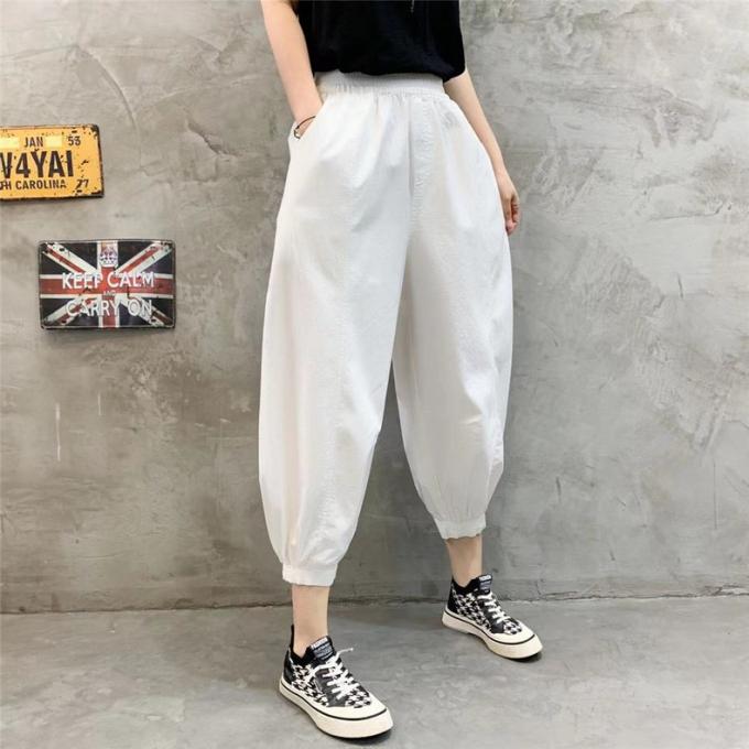 綿 夏パンツ レディース 春 夏 クロップドパンツ タック 7分丈 8分丈