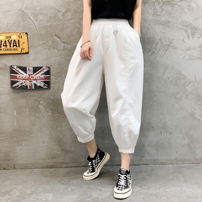 綿 夏パンツ レディース 春 夏 クロップドパンツ タック 7分丈 8分丈