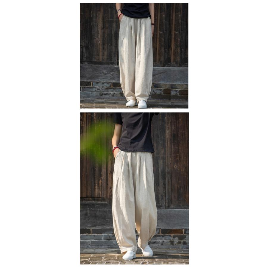 麻パンツ レディース 厚手 春 夏 秋 リネン50％ テーパードパンツ