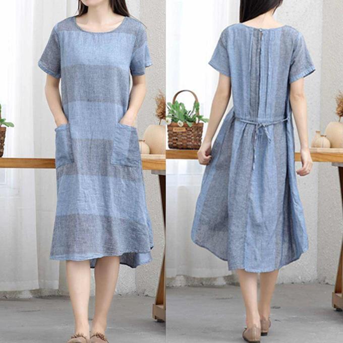 コットン リネン ワンピース シャンブレー ペールカラー パステルカラー ボーダー ストライプ ワンピ Aライン チュニック 綿 麻 ピンタック 春 夏 秋 半袖 レデ L1 Sakura ファッション 通販 Yahoo ショッピング