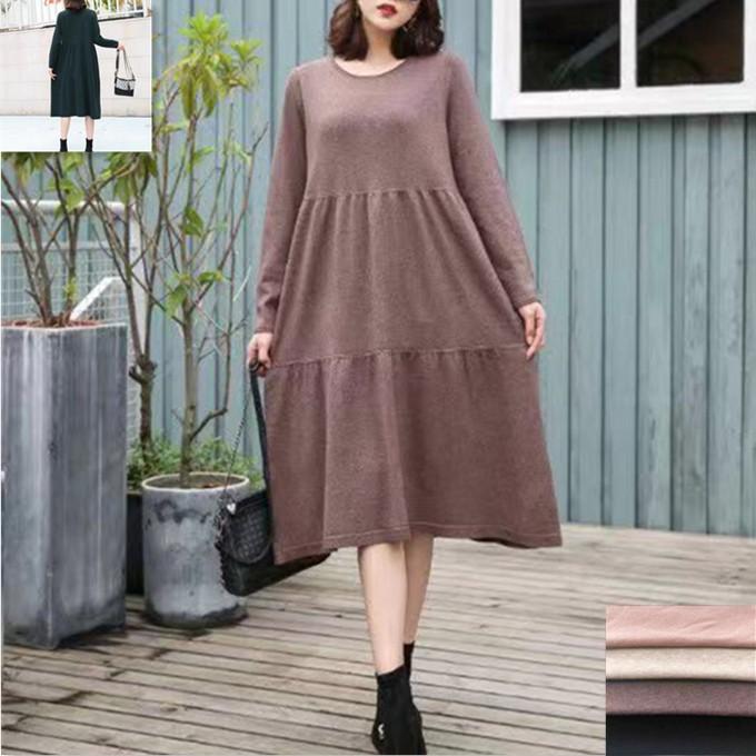 ロングワンピース ニットワンピ ロング丈 Aライン ロング丈 ニット 無地 アンゴラ混 ベーシック シンプル 秋 冬 春 柔らか ソフト 長袖 4色 ピンク グレー杢 ラ L9 Sakura ファッション 通販 Yahoo ショッピング