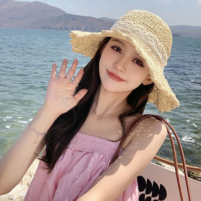 紙 ペーパー 麦わら帽子 夏ハット レディース 紙素材 ワイヤーで形態