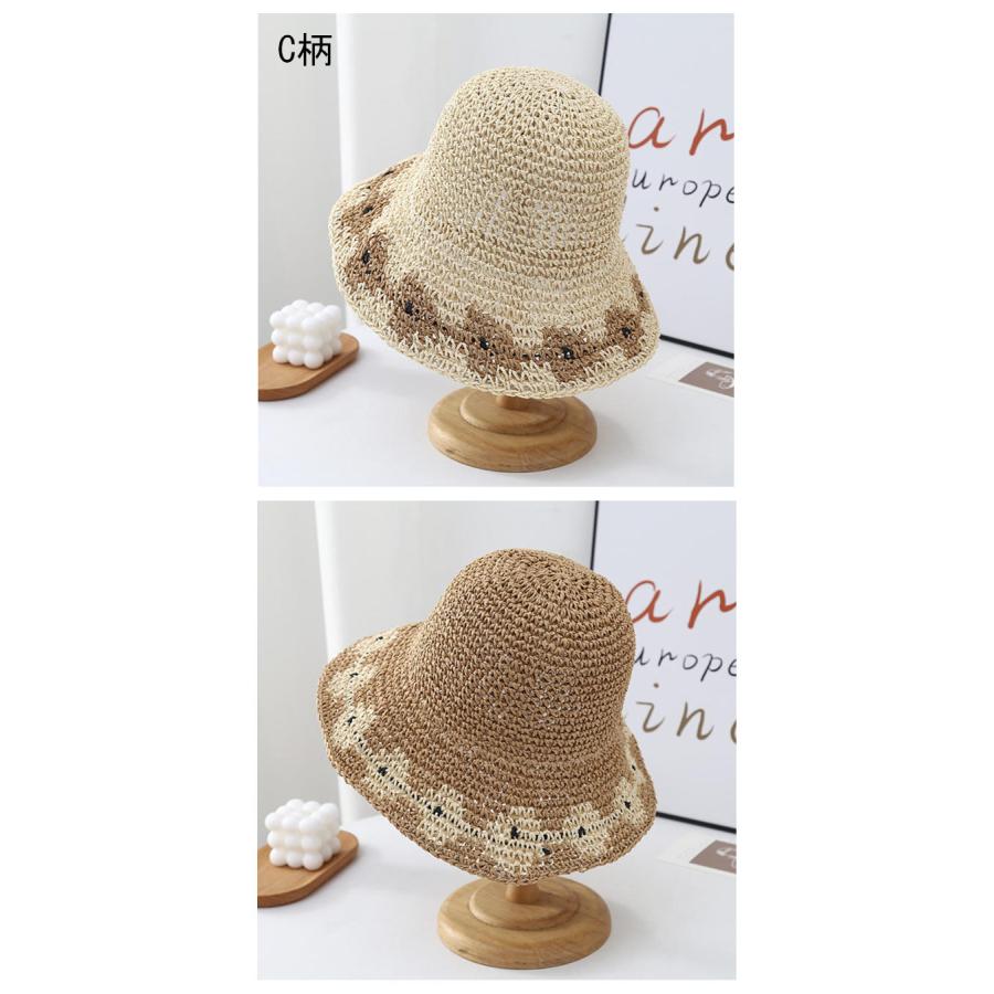 紙 ペーパー 麦わら帽子 夏ハット レディース 紙素材 ワイヤーで形態