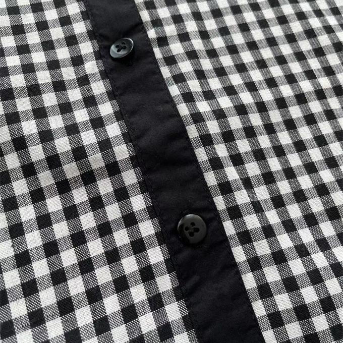 ギンガムチェック シャツ レディース 秋 春 綿麻 リネン10% ギンガム