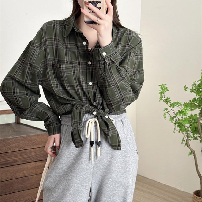 【美品】ヴェリテクール/縮絨コットンウールギンガムチェックシャツ/ブラウン 美品】ヴェリテクール/縮絨コットンウールギンガムチェックシャツ/ブラウン