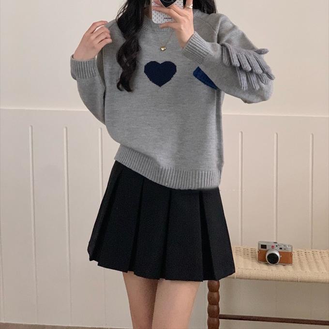 レディース ハート柄✭ゆったりニット☆女子会デートにぴったり☆冬から春