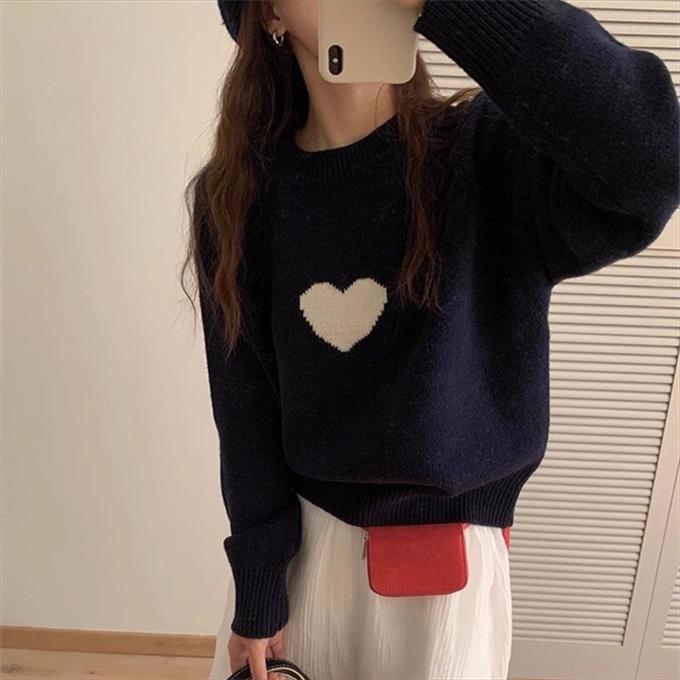 レディース ハート柄✭ゆったりニット☆女子会デートにぴったり☆冬から春