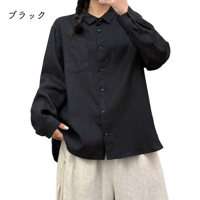 リネンシャツ リネン100％ シャツ ブラウス レディース麻 トップス 夏