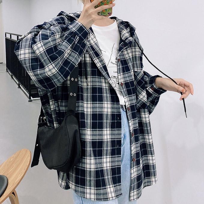 秋物新作 レディース チェック シャツパーカーフード オーバーサイズビックシャツ 羽織 タータンチェック 起毛 ロングシャツ ビッグシルエット アウター ボ S642 Sakura ファッション 通販 Yahoo ショッピング