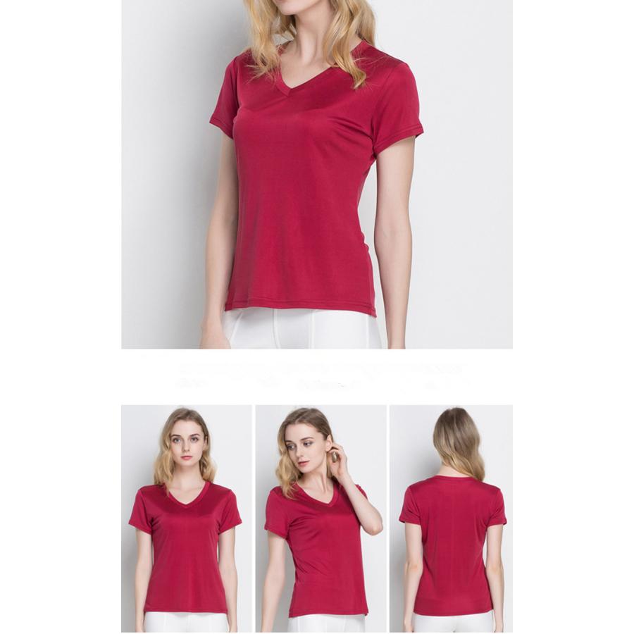 レディース シルク シルク100% 半袖 3分袖 PO tシャツ カットソー 絹